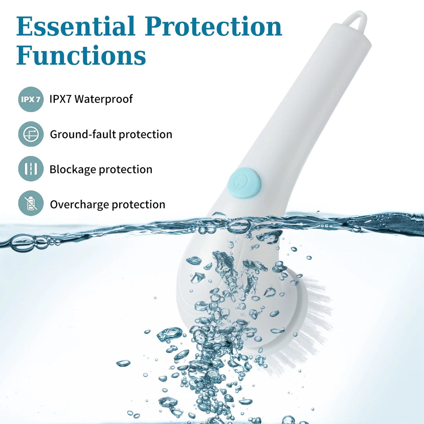 Cordless Electric Spin Scrubber - 5 Replaceable Heads for Kitchen & Bathroom Cleaning