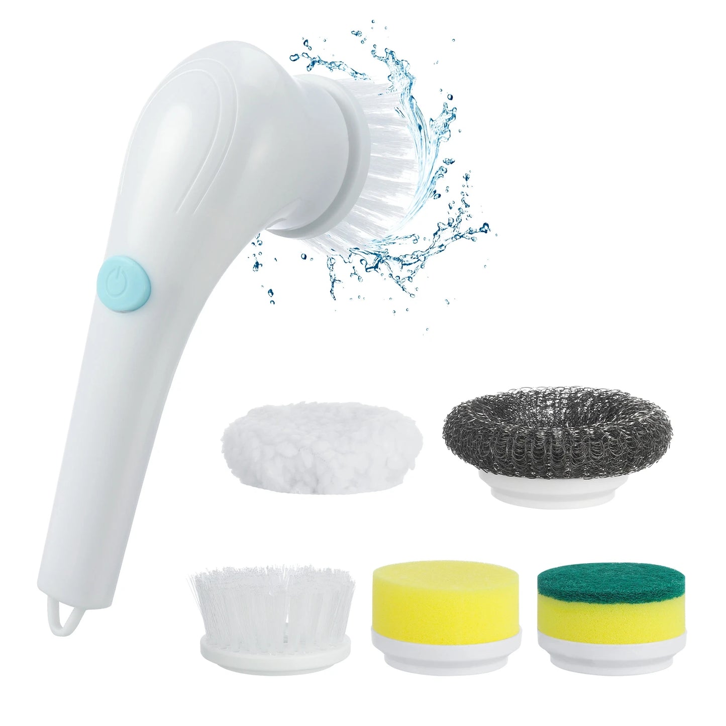 Cordless Electric Spin Scrubber - 5 Replaceable Heads for Kitchen & Bathroom Cleaning
